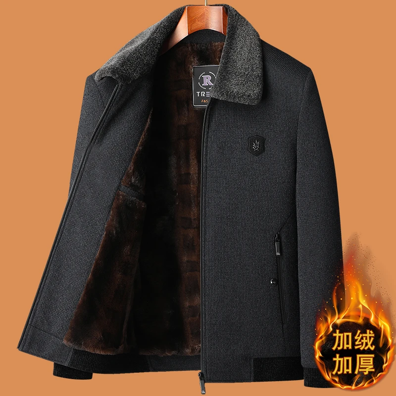 爸爸冬装外套冬季新款中老年人加绒加厚夹克保暖中年男士棉衣爷爷