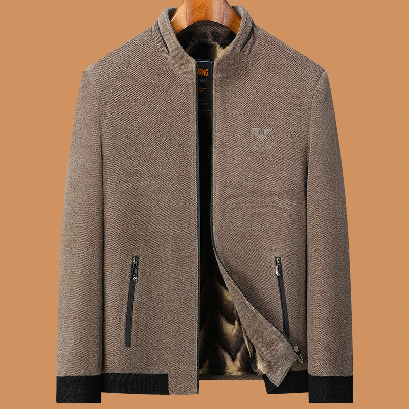 中老年人男爸爸秋冬装外套装老爸50岁60爷爷70加绒加厚雪尼尔棉衣