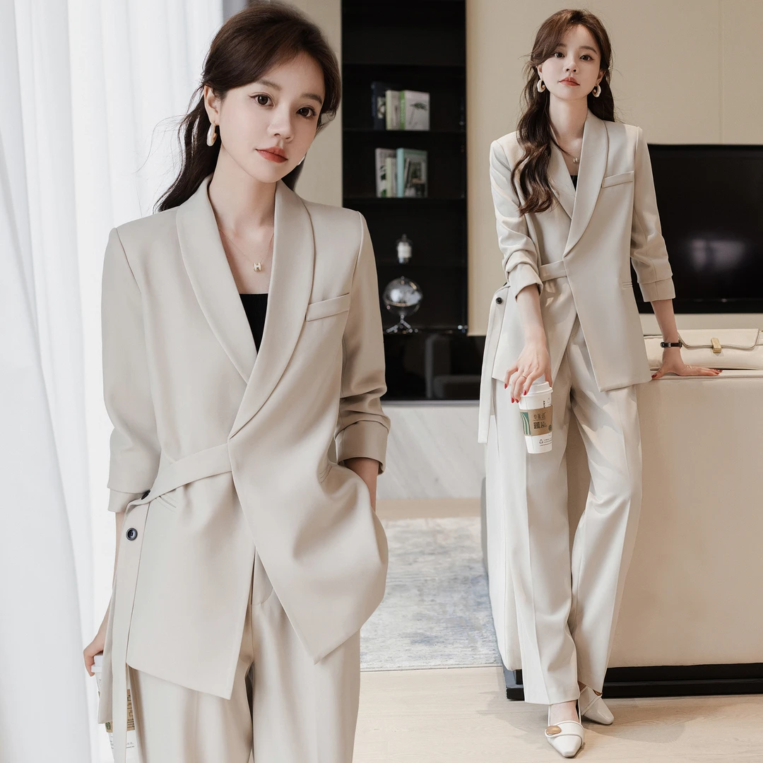 休闲小西装外套女春秋新款韩版时尚气质宽松高级感西服阔腿裤套装
