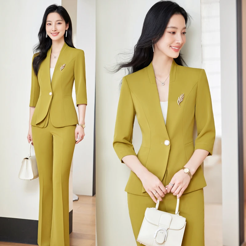 白色西装外套女夏季薄款七分袖高级感气质女神范职业正装工作服夏