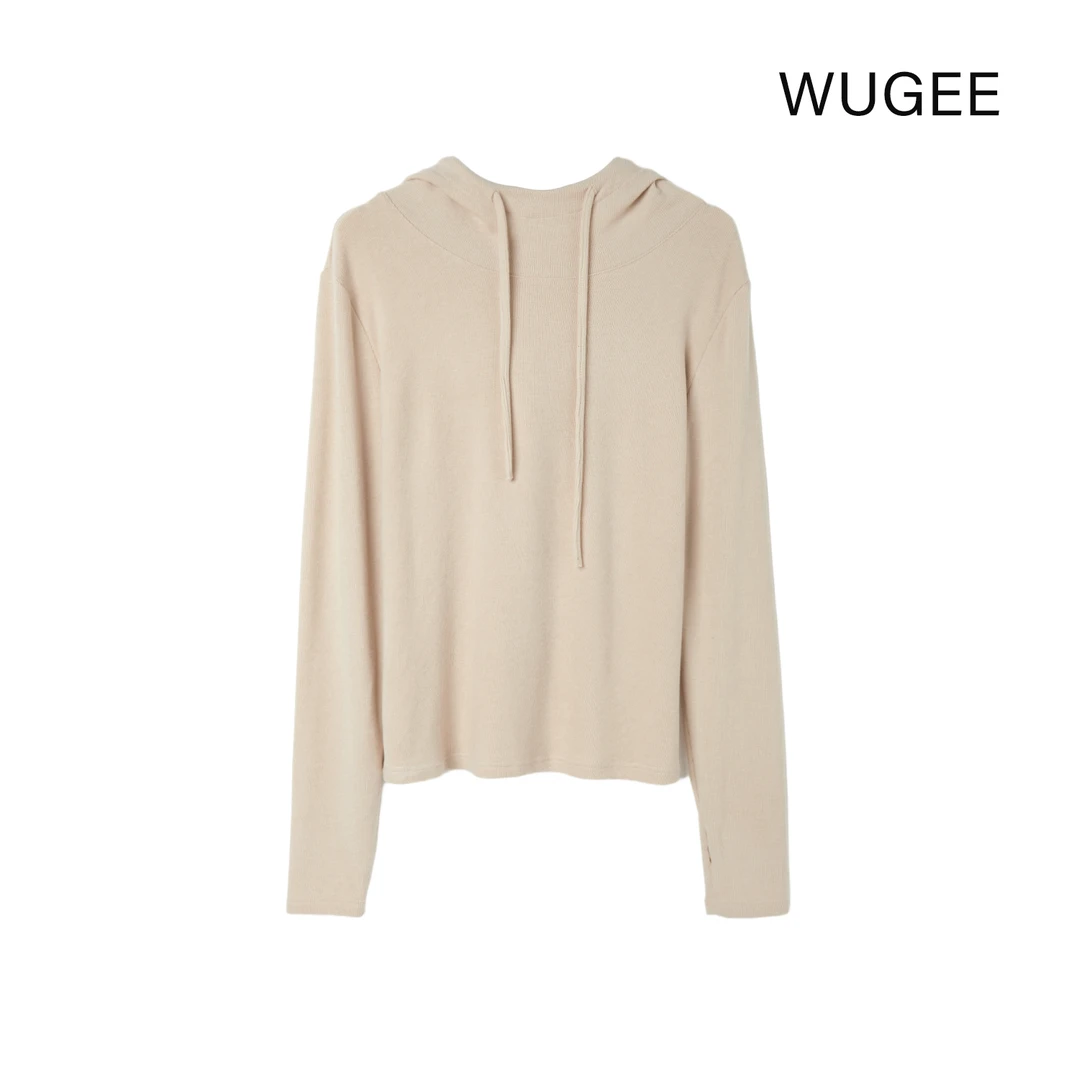 【WUGEE】糯米衫山羊绒+莱赛尔黑松露打底外穿长袖百搭连帽帽衫卫衣