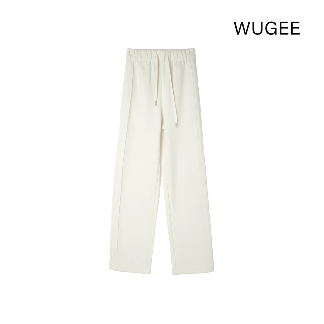 【WUGEE】连腰窄版直筒裤超显瘦百搭保暖休闲阔腿抽绳