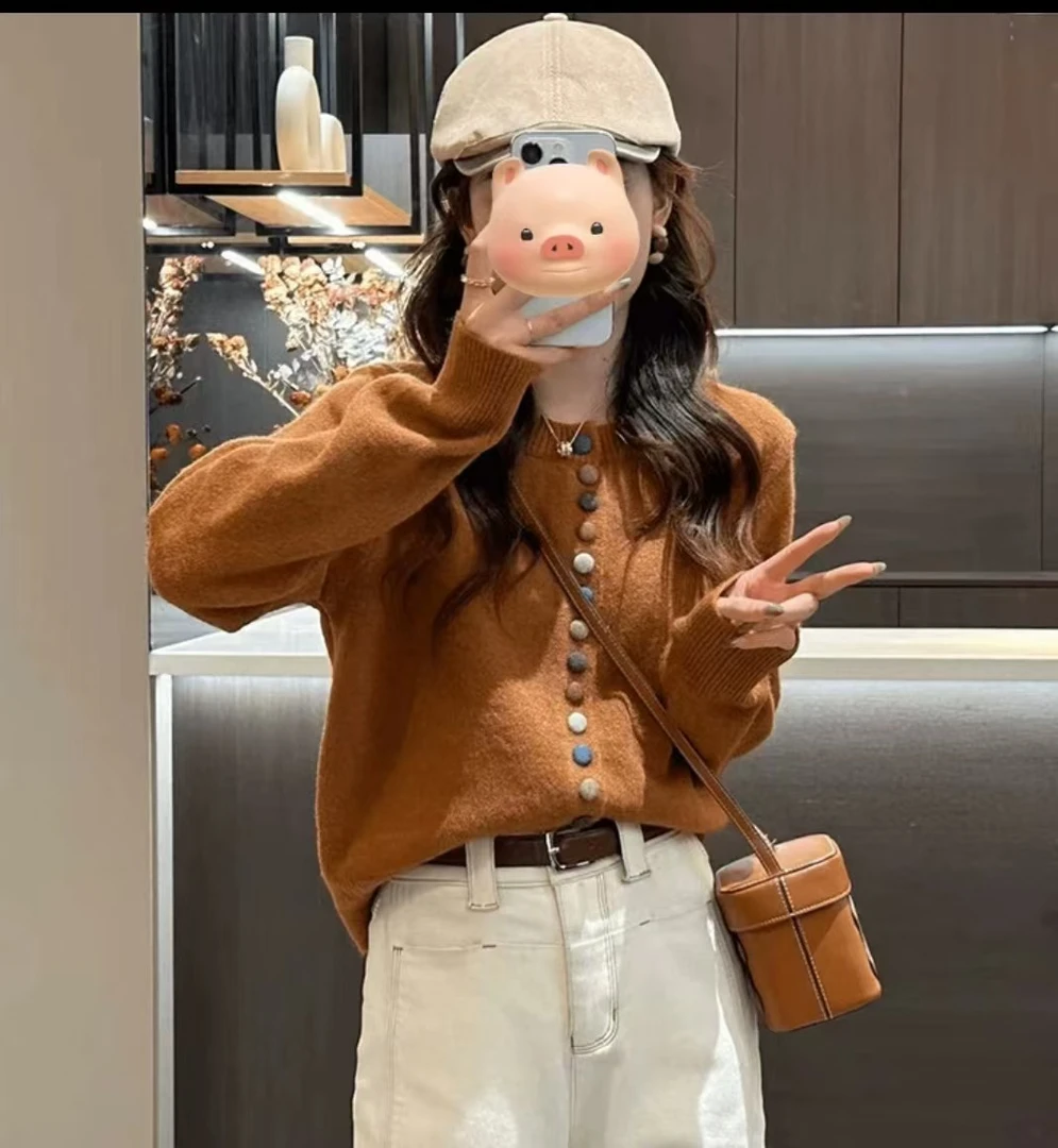 韩秀谷秋冬季洋气慵懒风长袖百搭上衣女2024新款减龄1203