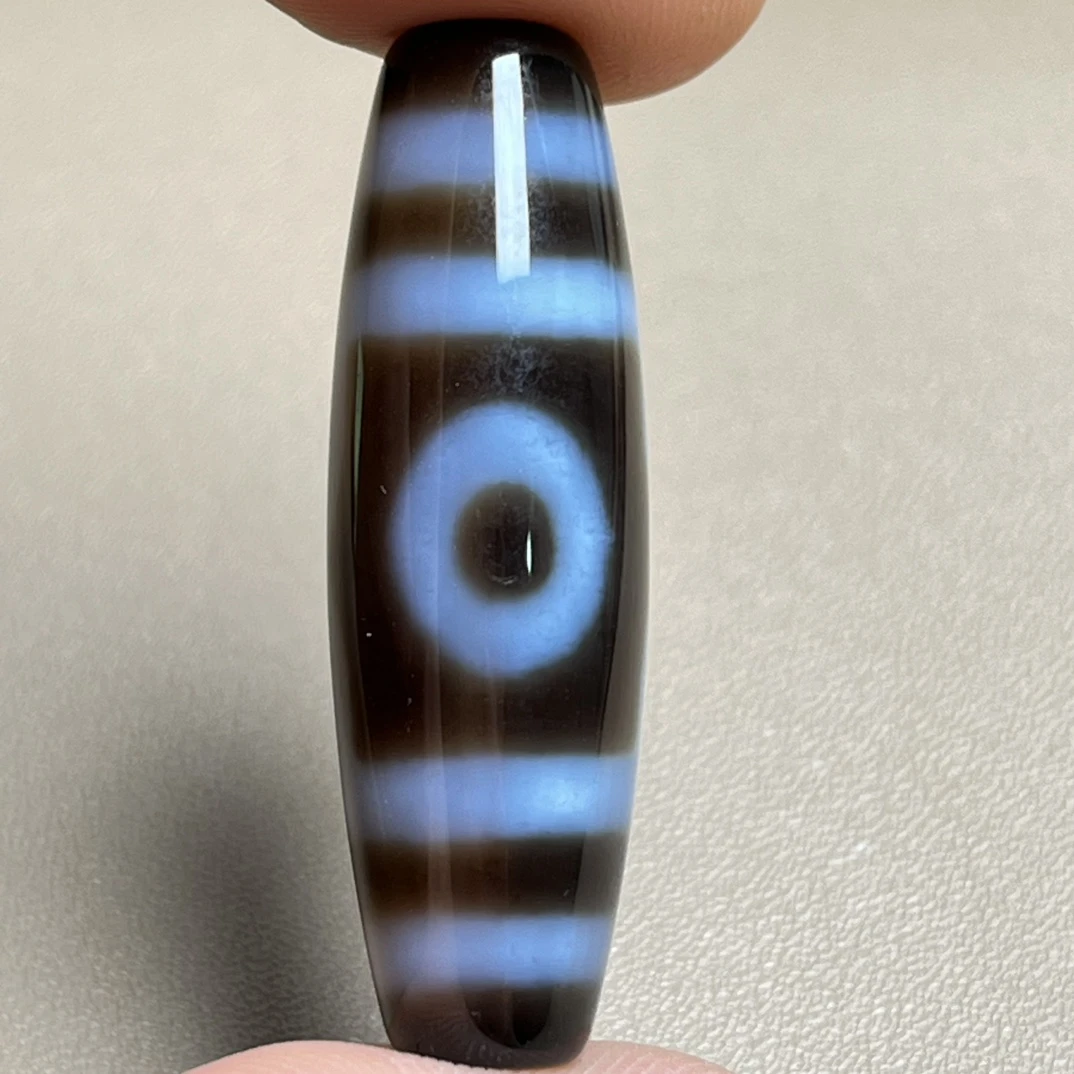 藏传藏式天然玛瑙三眼古珠百搭时尚大气男女款精美吊坠挂件配绳子