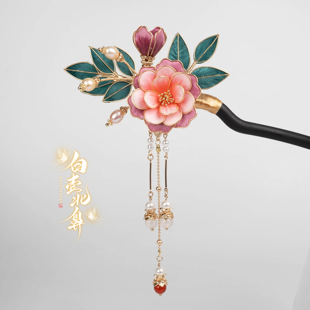 白壹北鼻【花想容】手工原创非遗绒花汉服配饰旗袍头饰仙气古风发簪