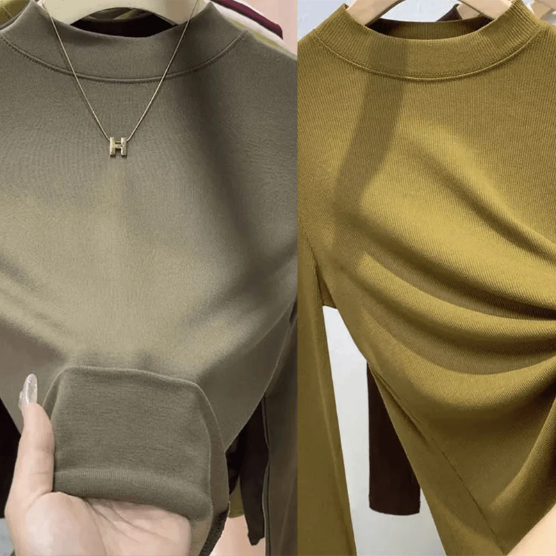 【厂家直销】款半高领纯色时百搭尚针织打底衫t恤秋冬简约长袖上衣