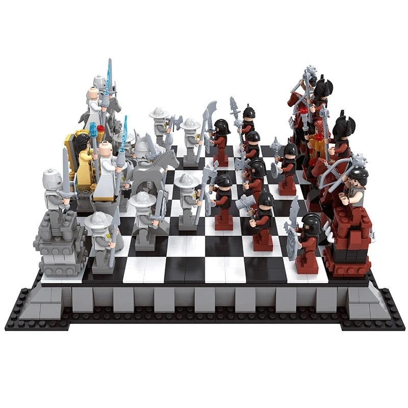 国际象棋海盗骑士城堡古代打仗士兵三国小侠骑兵战马场景拼装积木