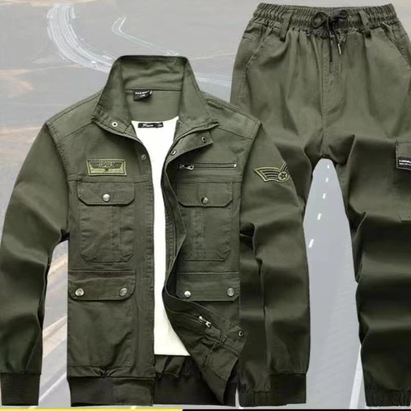 856春秋弹力工装工作服劳保机修电工耐磨耐脏套装多口袋男士