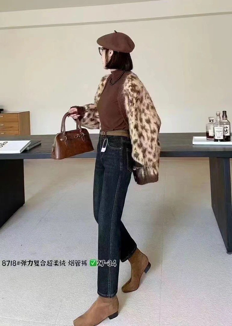 徐娥家设计烟馆裤牛仔裤女冬款2024新款裤8718