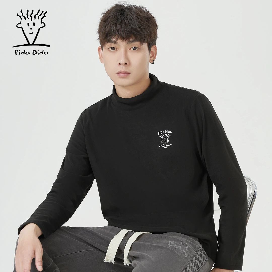 FIDO DIDO潮牌套头立领印花德绒打底男女同款FDCSW0019HJ