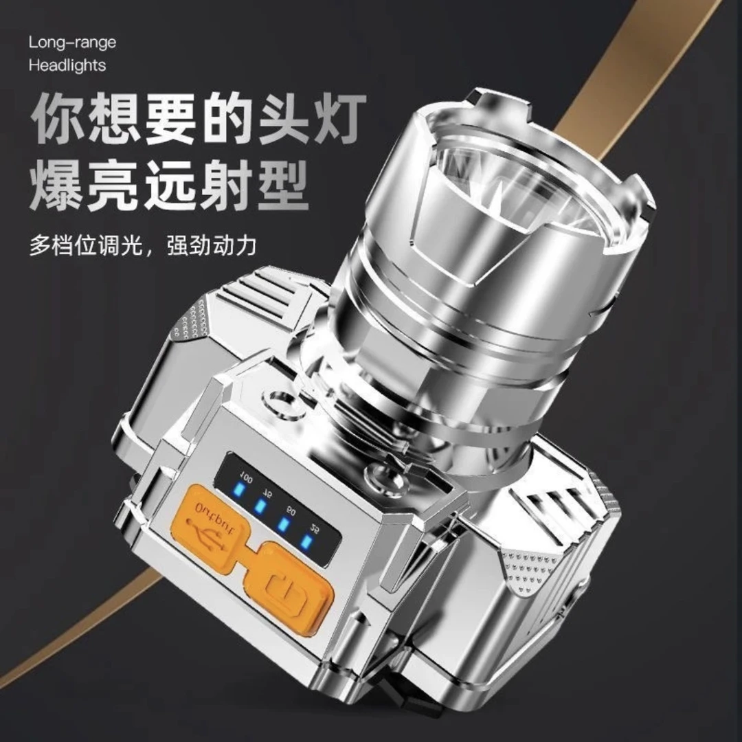 头灯头戴式abs硬塑头灯usb充电便携钓鱼灯（不带感应）