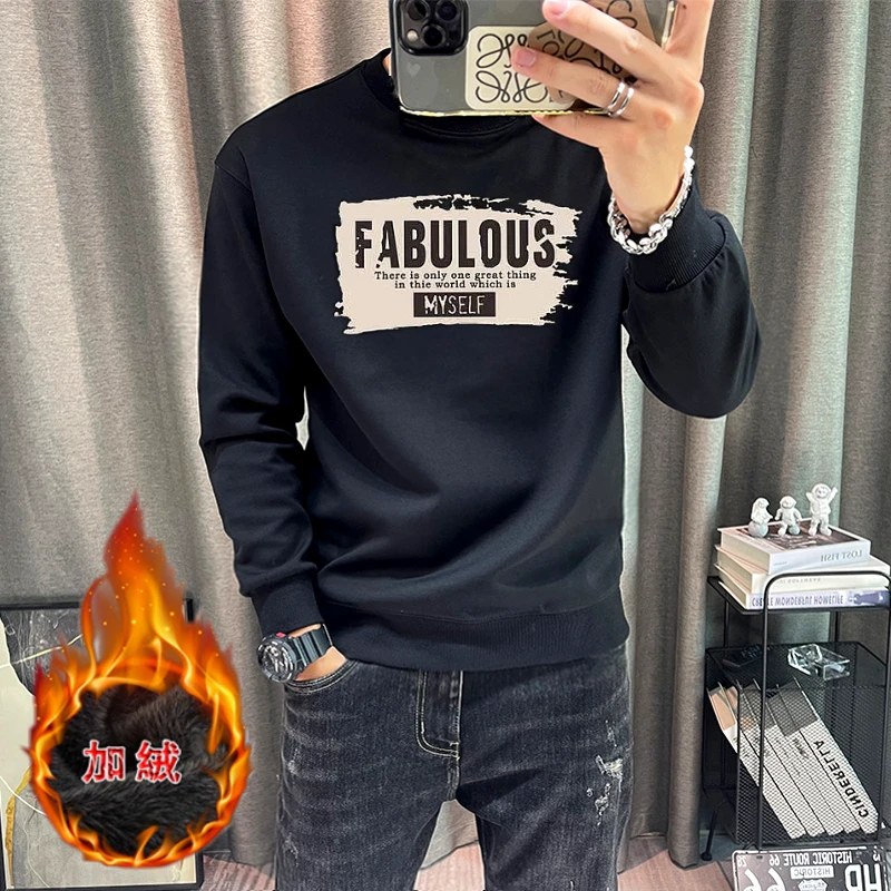 2025新款爆款秋冬季圆领打底衫体恤上衣时尚印花潮流痞帅男装卫衣