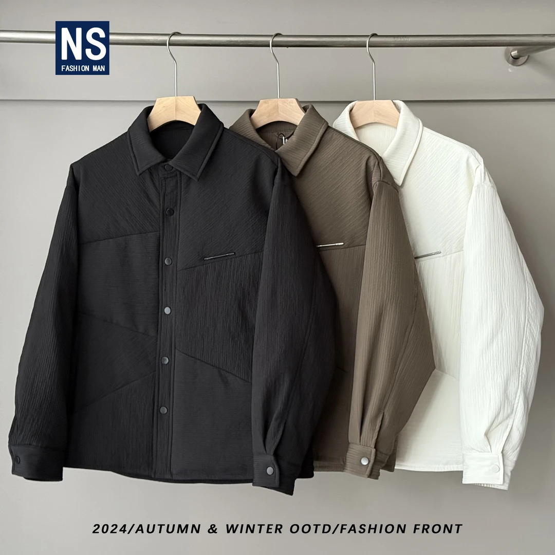 【2025新款】设计师肌理感不规则拼接翻领羽绒服9032