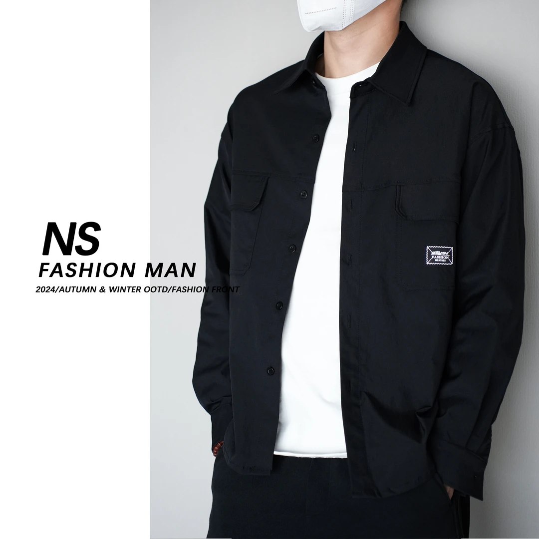【NS】春季新款复古休闲小标双口袋衬衫外套830