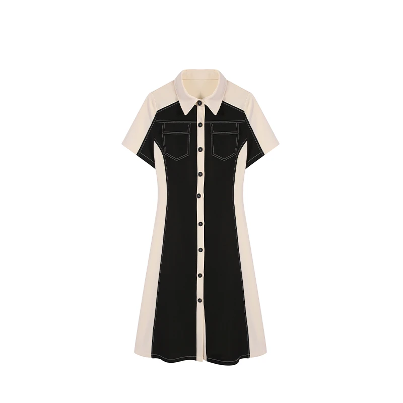 橘子-胖妹妹大码女装时髦中长款显瘦黑色连衣裙ZL53454