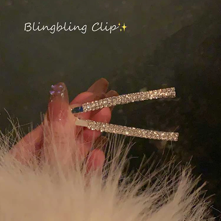 蜜桃茶C位出道 女团风锆石一字夹刘海发夹女前额精致侧边发卡