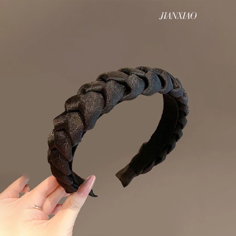 简晓高颅顶麻花辫发箍压发发捆头饰黑色时尚百搭头箍出勤压发发饰