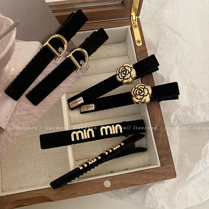 黑金高级感精致2个发夹女侧边复古鸭嘴夹子头饰网红ins风刘海夹