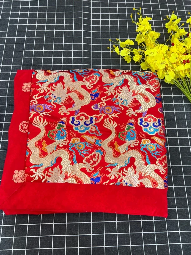 手工龙凤加绒双层柔软婴幼儿棉花抱被大红喜庆脱胆厚款婴儿被