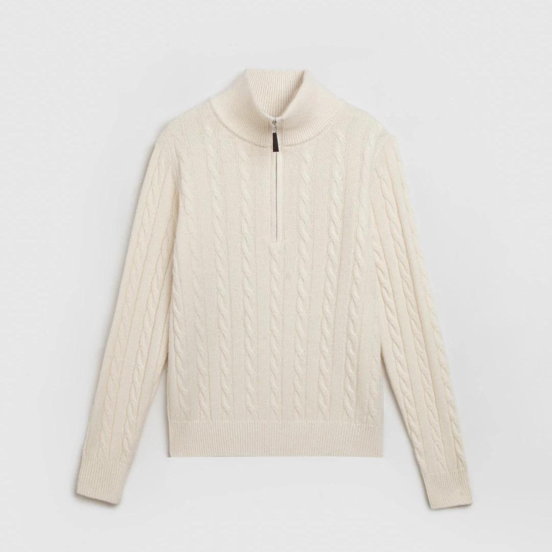 【清仓不退换】“木星”早春简约风100%全羊毛经典拉链半开衫毛衣W491