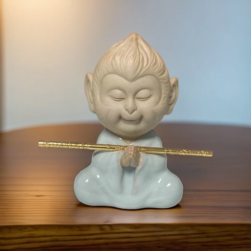 【念恩】汝瓷悟空十二生肖齐天大圣如意摆件创意手工汝窑茶具