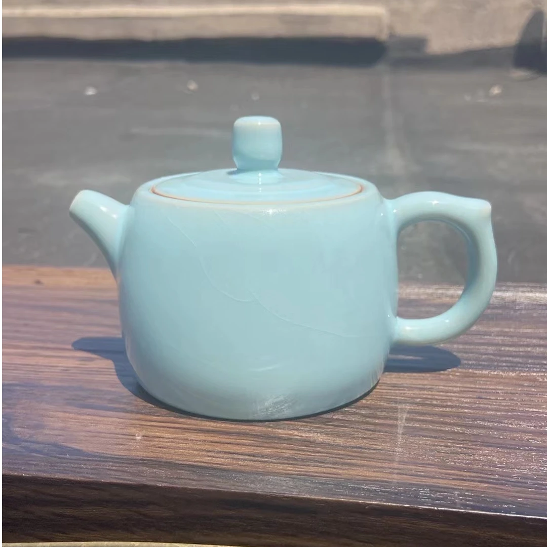 【念恩】汝瓷手工井栏约260ml壶支钉烧天青汝窑陶瓷茶壶