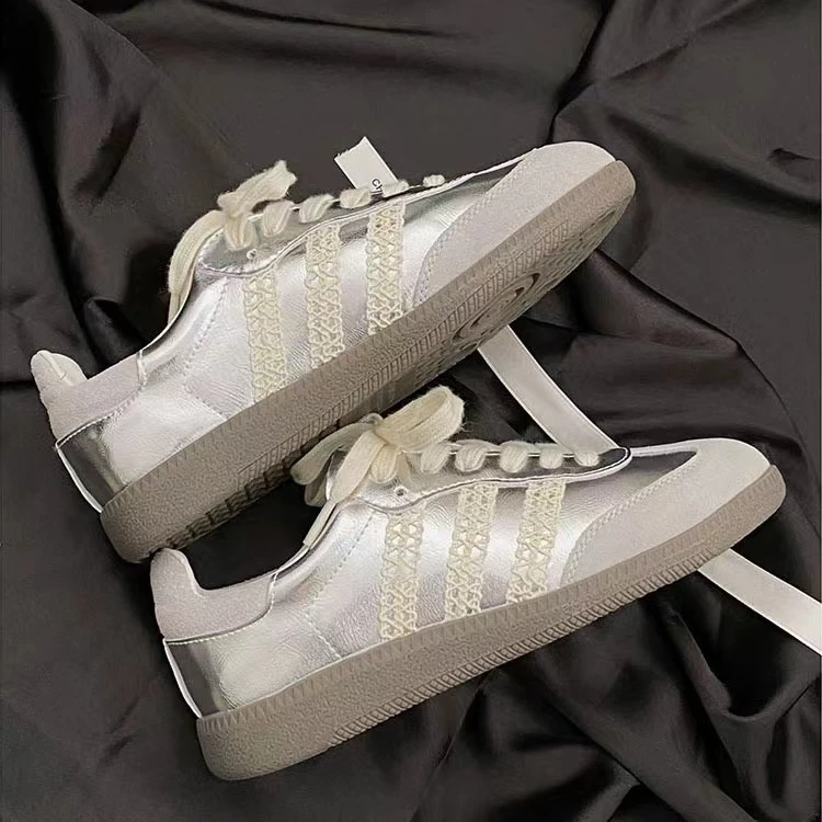 2厘米银色软底德训鞋板鞋2025春季新款运动休闲鞋阿甘潮鞋4306