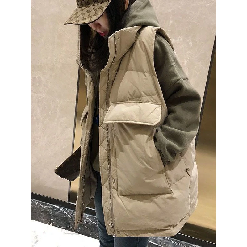 波司断码韩版羽绒马甲女羽绒秋冬季新款中长款立领显瘦宽松加