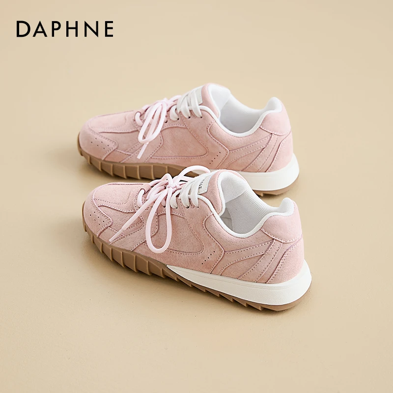 达芙妮粉色芭蕾德训鞋女鞋2024新款夏季厚底休闲鞋百搭复古运动鞋