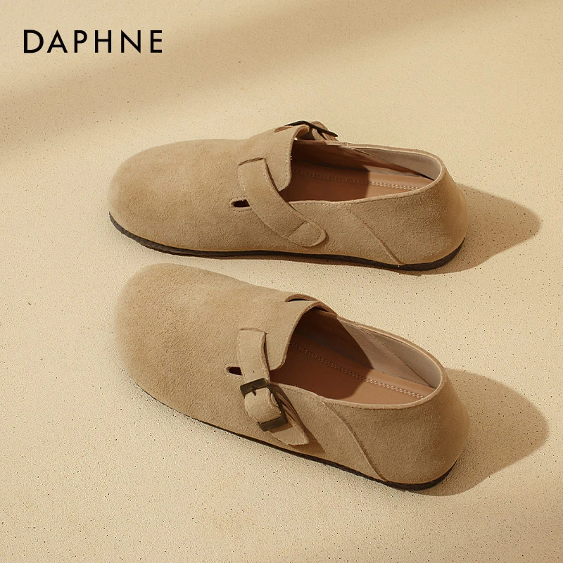 达芙妮勃肯鞋女2025新款秋季真皮全包平底女鞋懒人一脚蹬孕妇单鞋