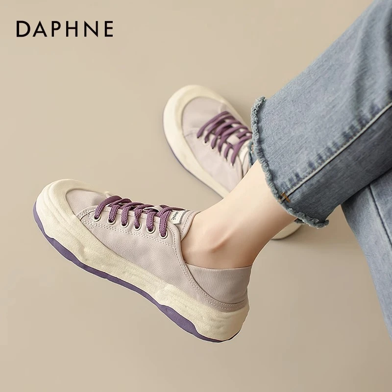 达芙妮帆布鞋女2025新款夏季透气女鞋一脚蹬孕妇半拖鞋板鞋小白鞋