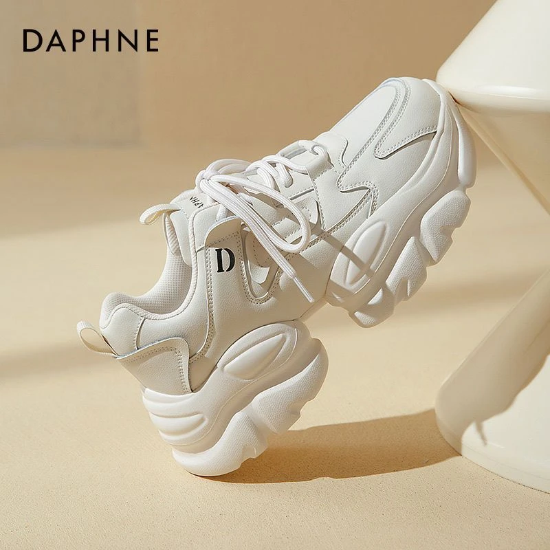 达芙妮厚底老爹鞋女2025秋季小白鞋百搭复古显脚小增高运动休闲鞋