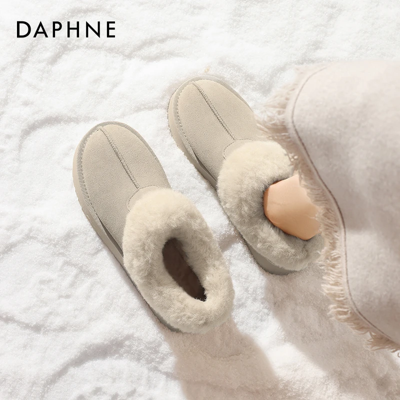 达芙妮雪地靴女2025冬季爆款加绒加厚短靴毛毛靴东北保暖厚底棉鞋