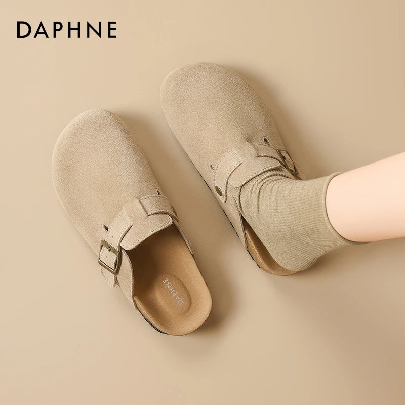 达芙妮勃肯鞋女外穿2025春季新款厚底懒人一脚蹬单鞋包头半拖鞋子