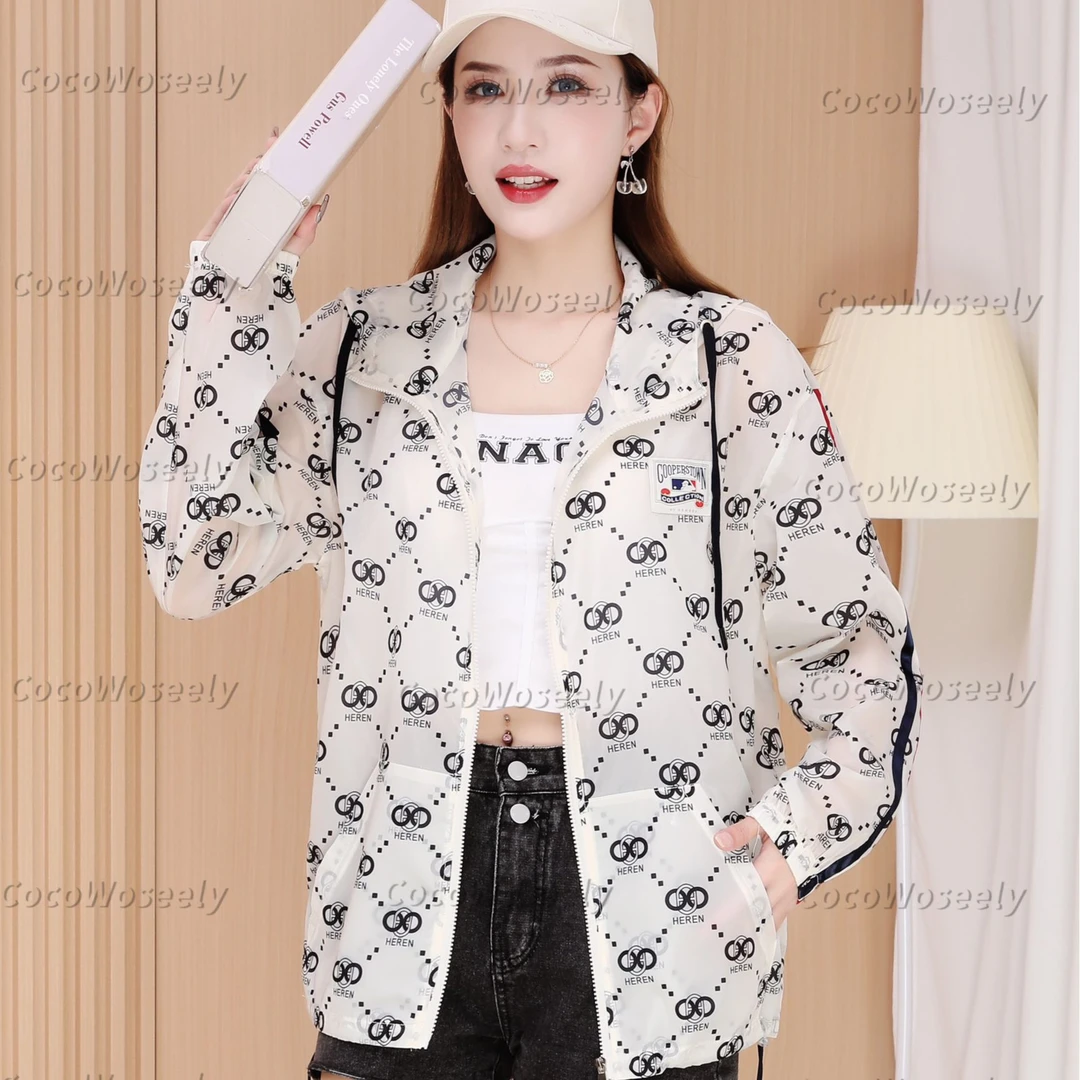 【晓晓专属】coco印花连帽宽松时尚百搭透气薄防晒服款防晒衣