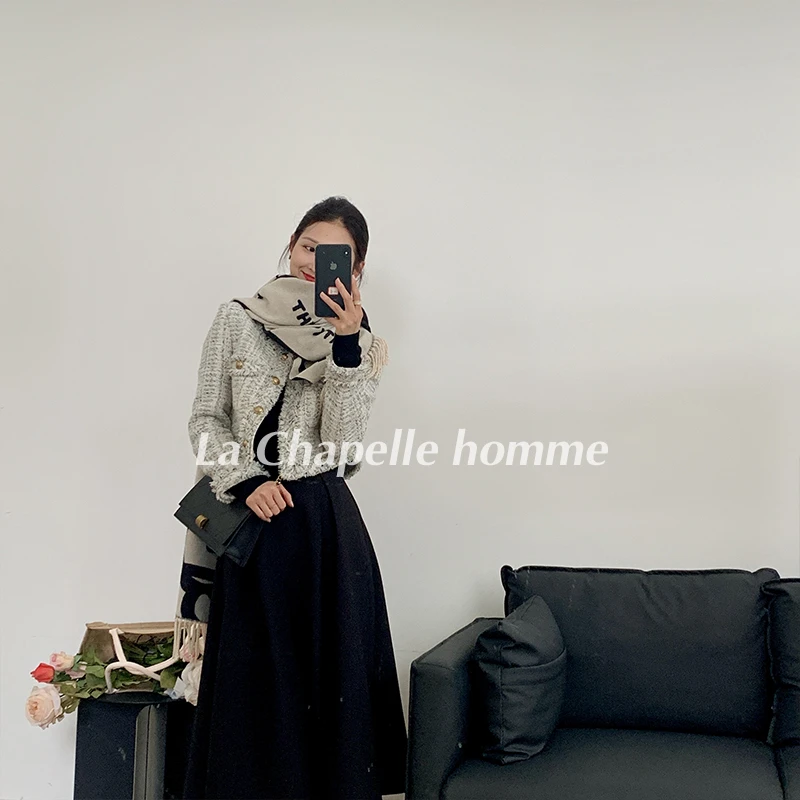 拉夏贝尔24现货秋季新赫本羊毛小香凤时尚气质外套优雅 6851 HHX
