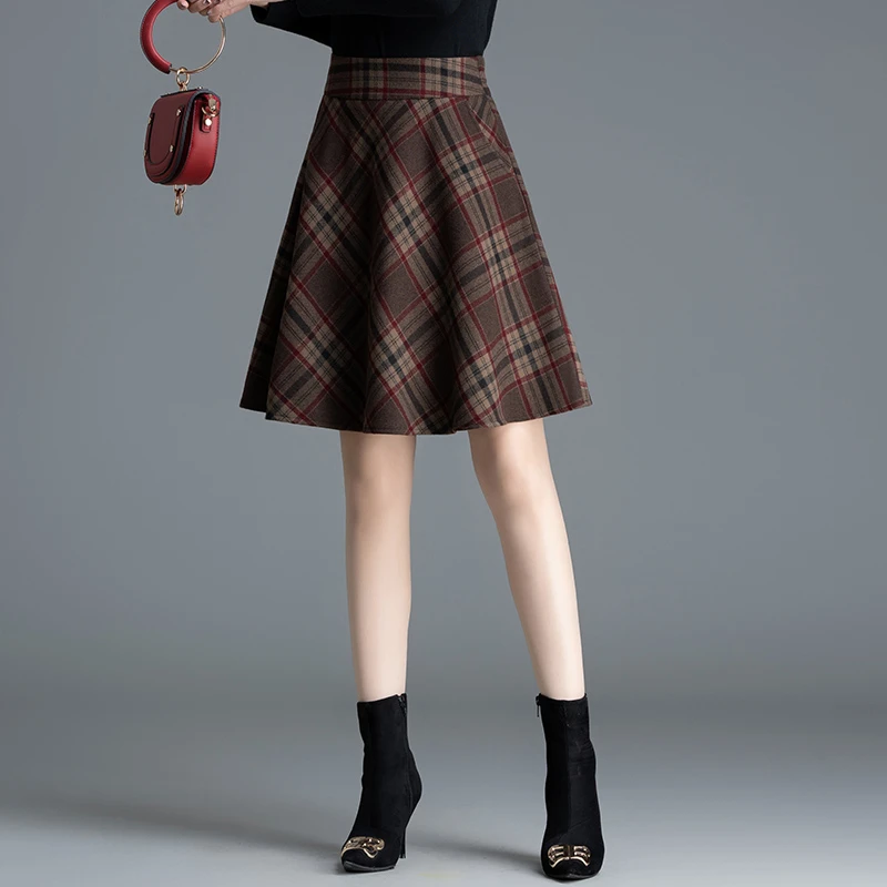 2025秋冬季新款格子裙复古格纹高档毛呢显瘦气质百搭半身裙90513