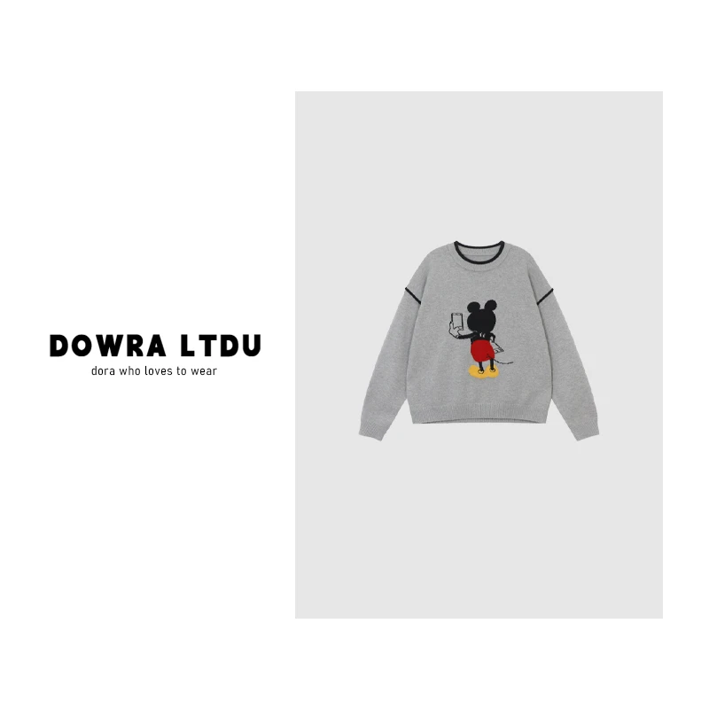 朵拉【自拍米奇】2024年秋季新款圆领米老鼠百搭休闲毛衣102-376