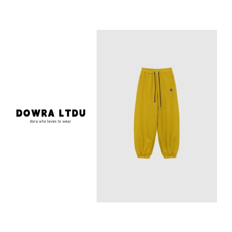 朵拉【松间步月】2024年冬季松紧带笑脸刺绣加绒休闲裤女 682-77539