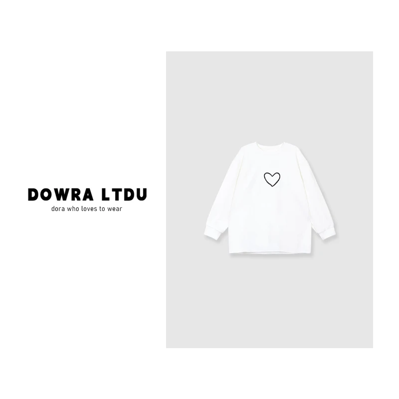 朵拉【爱心星语】打底衫女2024年冬季新款圆领长袖加绒T恤016-00088