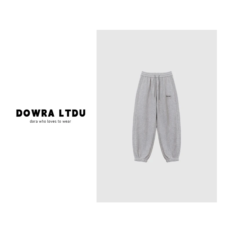 朵拉【自在从绒】2024年冬季新款松紧带刺绣加绒百搭休闲裤011-1017