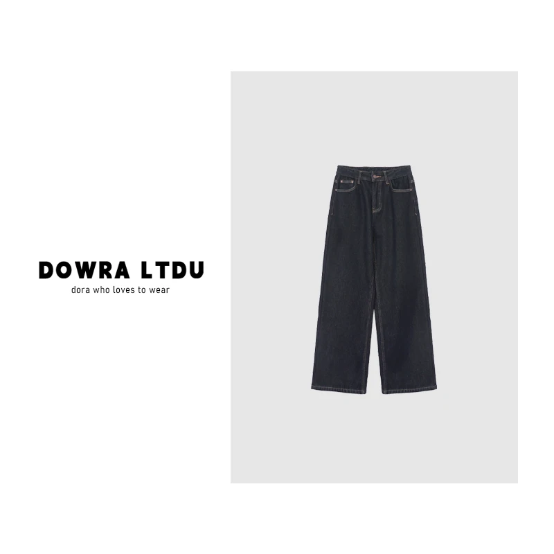 朵拉【】2024年冬季款单纽扣黑色加绒百搭牛仔裤 037-3119