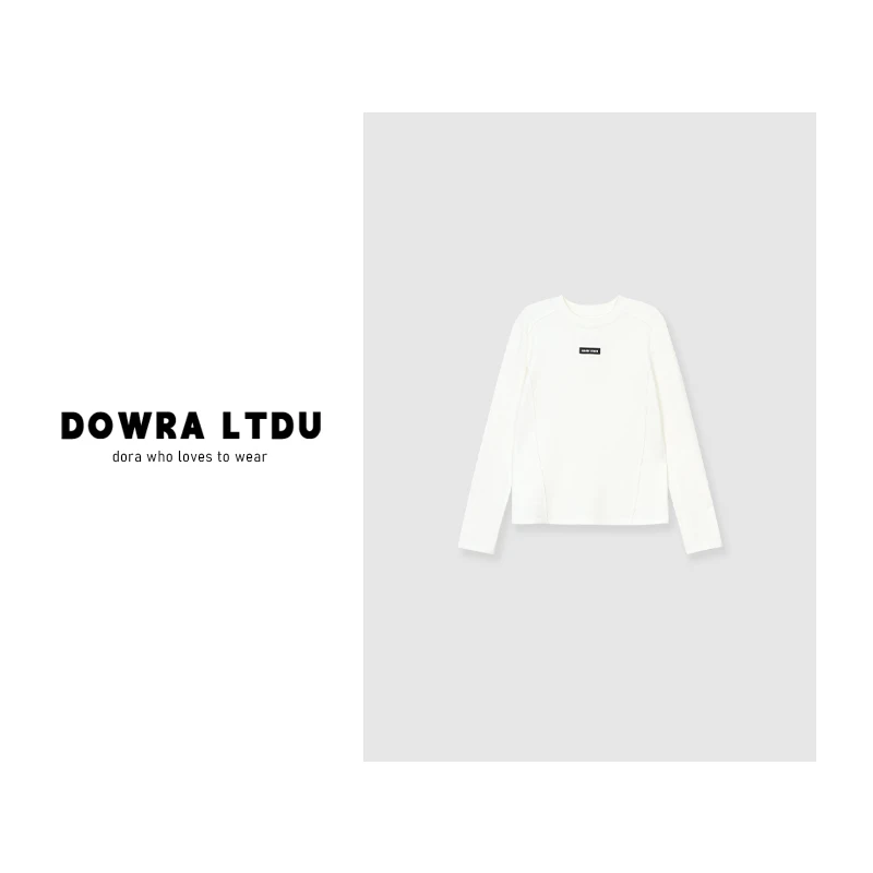 朵拉【自在如风】24年冬季款圆领图标纯色加绒百搭打底衫016-90353
