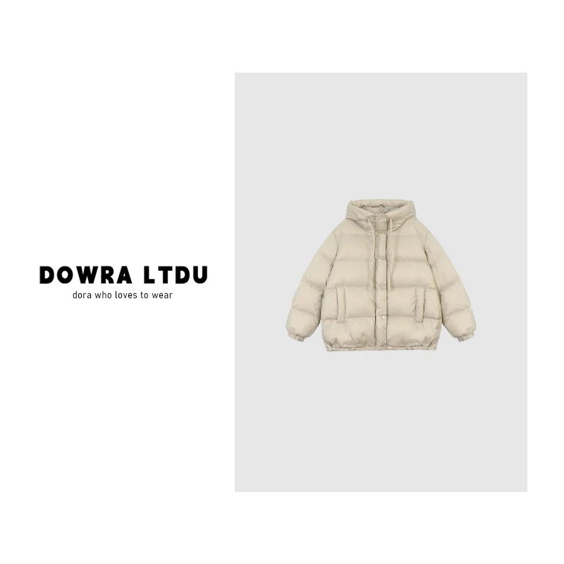 朵拉【漫雪】2024年冬季新款纯色连帽百搭羽绒服外套1-582411