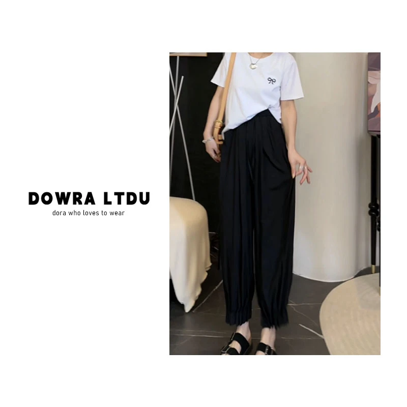 朵拉【花苞裤】夏季新款松紧带纯色百搭休闲裤潮758-88777