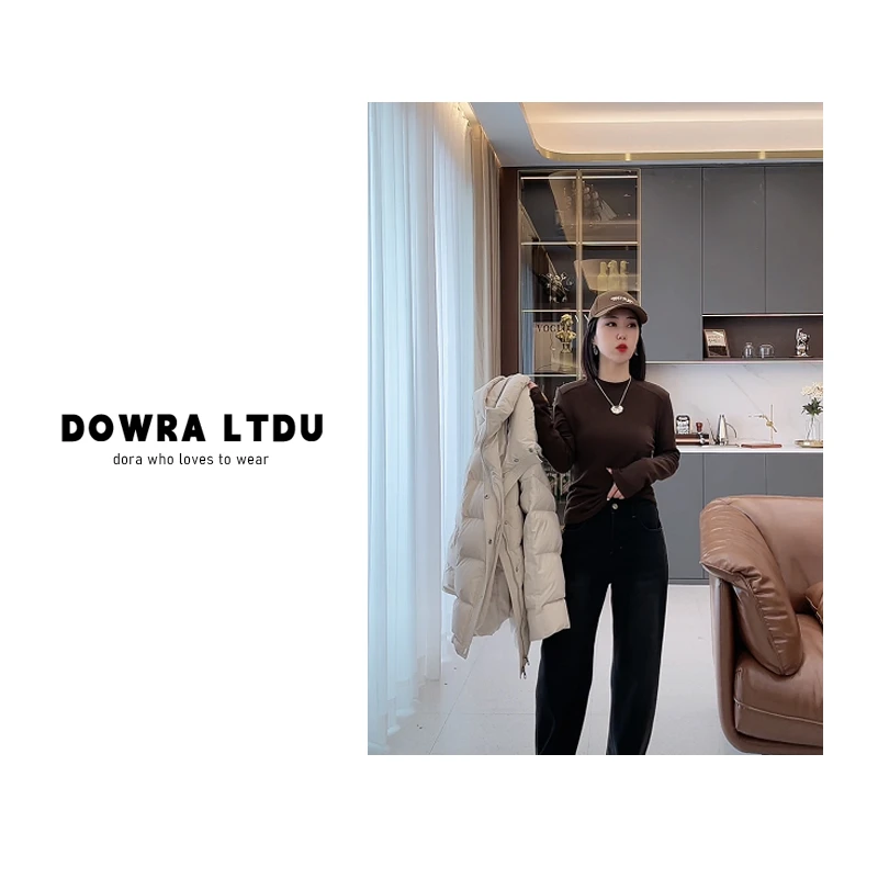 朵拉【探索自我】2024年冬季新款圆领纯色长袖加绒打底衫 016-00037