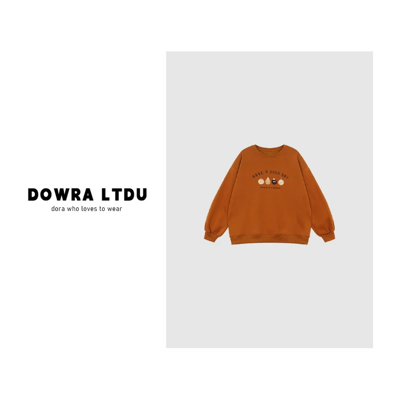 朵拉【】2024年冬季款圆领菠萝刺绣加绒百搭卫衣243-241235