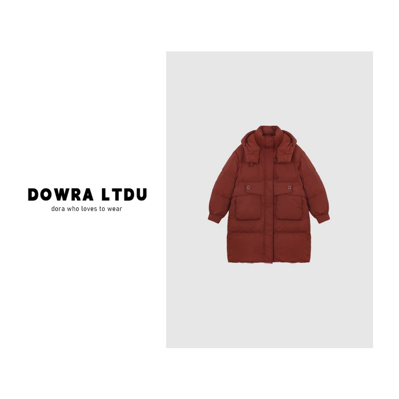 朵拉【高倍锁温】2024年冬季新款中长款纯色百搭羽绒服外套511-8619