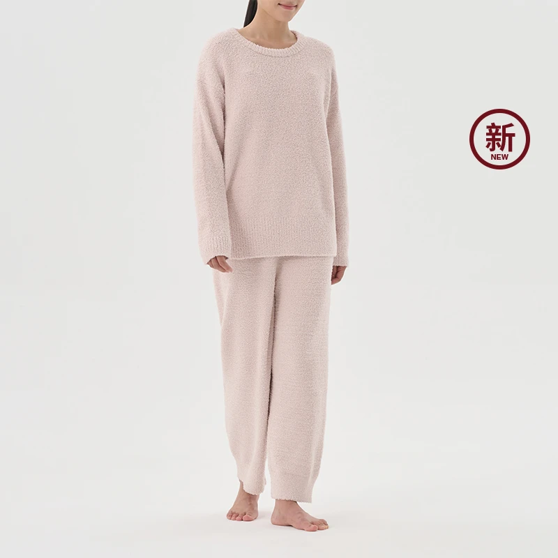 无印良品 MUJI 女式 发热毛毛纱家居套头上衣 睡衣单件家居服新品