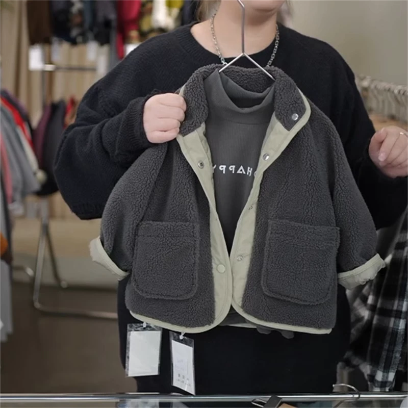 儿童春秋季新款毛毛外套中性韩版洋气男童百搭外套上衣拜年服男宝